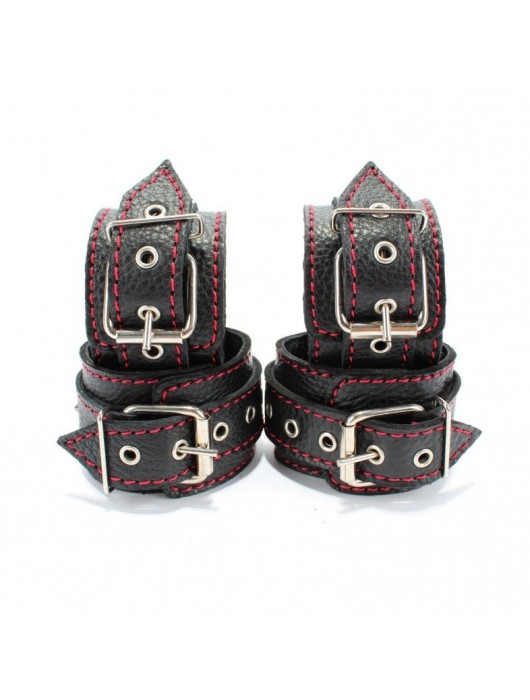 Черный бондажный набор с красной строчкой - БДСМ Арсенал - купить с доставкой в Раменском