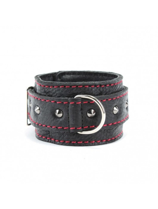 Черные оковы с шипами и контрастной строчкой - БДСМ Арсенал - купить с доставкой в Раменском