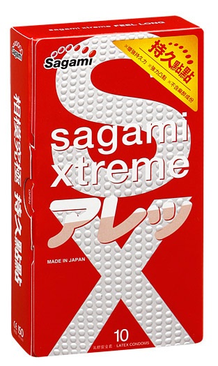 Утолщенные презервативы Sagami Xtreme Feel Long с точками - 10 шт. - Sagami - купить с доставкой в Раменском