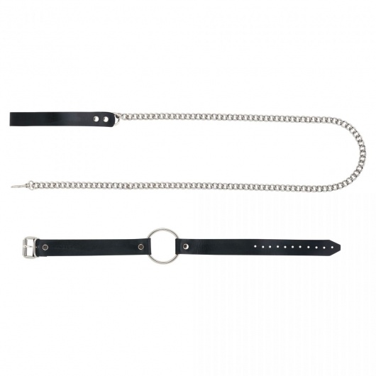 Черный поводок и чокер с кольцом Rada - Rebelts - купить с доставкой в Раменском