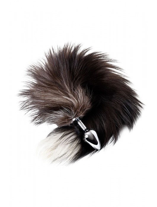 Серебристая металлическая анальная втулка с хвостом чернобурой лисы - размер S - ToyFa - купить с доставкой в Раменском