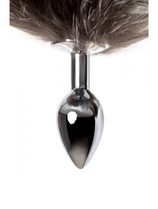 Серебристая металлическая анальная втулка с хвостом чернобурой лисы - размер S - ToyFa - купить с доставкой в Раменском