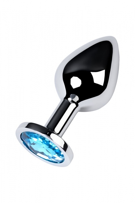 Серебристая конусовидная анальная пробка с голубым кристаллом - 8 см. - ToyFa - купить с доставкой в Раменском