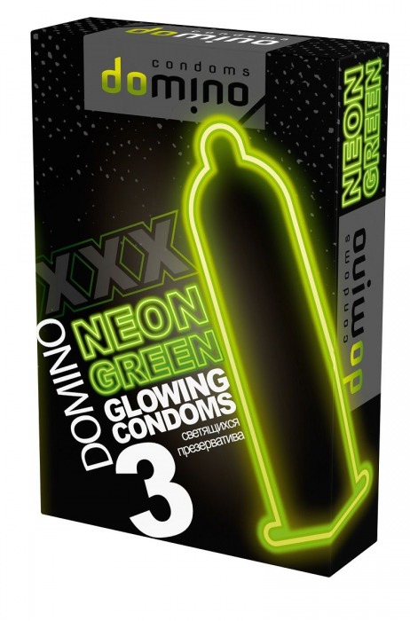 Презервативы DOMINO Neon Green со светящимся в темноте кончиком - 3 шт. - Domino - купить с доставкой в Раменском