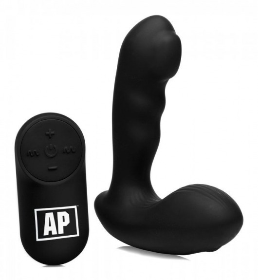 Черный стимулятор простаты Alpha-Pro 7X P-Milker Silicone Prostate Stimulator with Milking Bead - XR Brands - в Раменском купить с доставкой