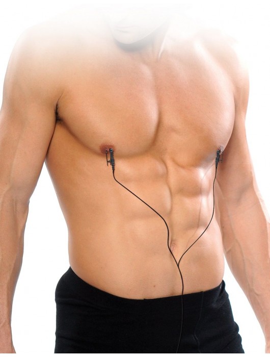 Черные электрические зажимы для сосков Shock Therapy Nipple Clamps - Pipedream - купить с доставкой в Раменском