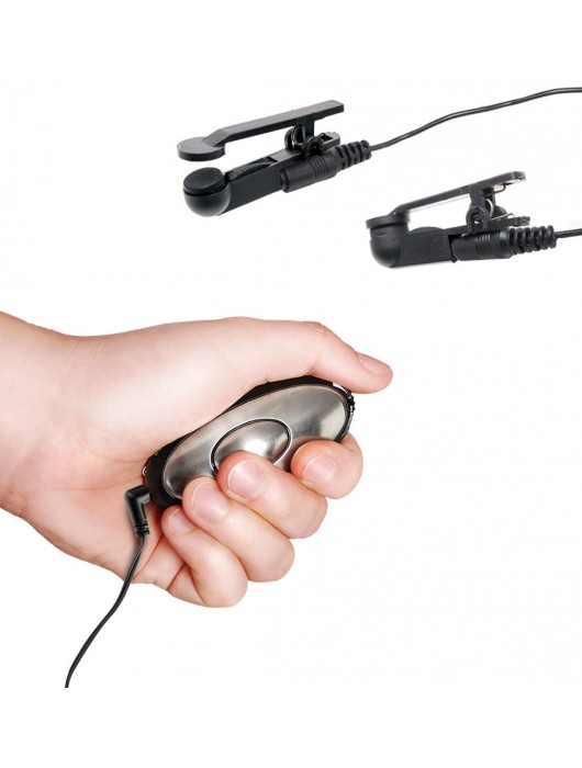 Черные электрические зажимы для сосков Shock Therapy Nipple Clamps - Pipedream - купить с доставкой в Раменском