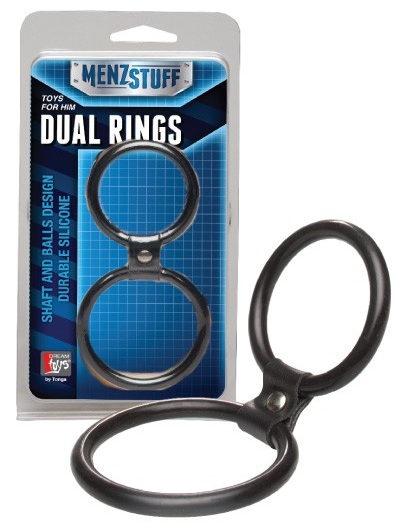 Чёрное двойное эрекционное кольцо Dual Rings Black - Dream Toys - в Раменском купить с доставкой