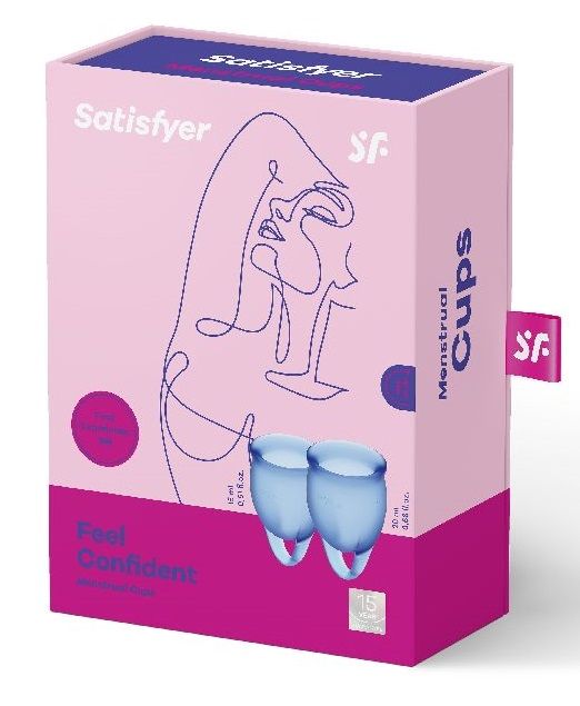 Набор синих менструальных чаш Feel confident Menstrual Cup - Satisfyer - купить с доставкой в Раменском