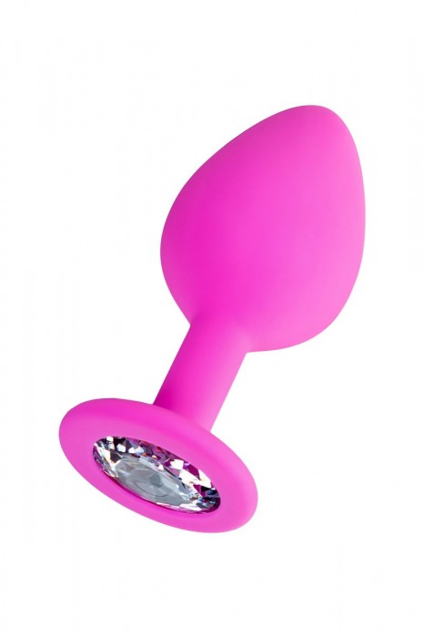 Розовая анальная втулка Brilliant с прозрачным кристаллом - 8 см. - ToyFa - купить с доставкой в Раменском Розовая анальная втулка Brilliant с прозрачным кристаллом - 8 см. - ToyFa - купить с доставкой в Раменском