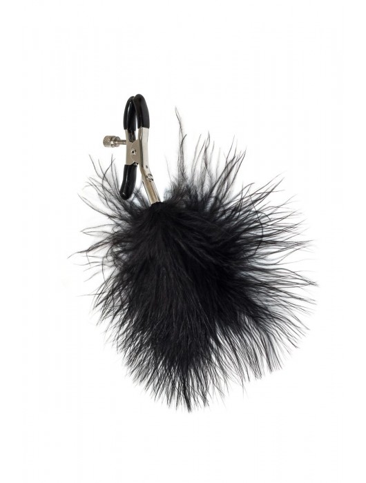 Зажимы на соски с черным пухом Euphoric - Lola Games - купить с доставкой в Раменском