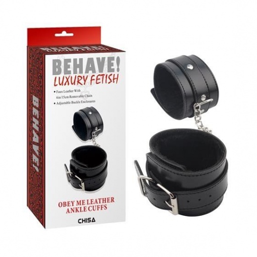 Черные оковы на ноги Obey Me Leather Ankle Cuffs - Chisa - купить с доставкой в Раменском