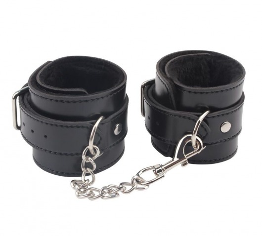 Черные оковы на ноги Obey Me Leather Ankle Cuffs - Chisa - купить с доставкой в Раменском