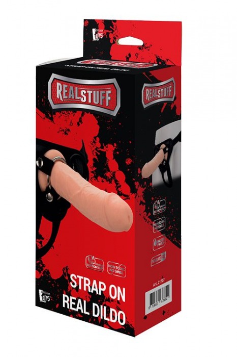 Черные трусики с телесной насадкой STRAP ON REAL DILDO - 21 см. - Dream Toys - купить с доставкой в Раменском