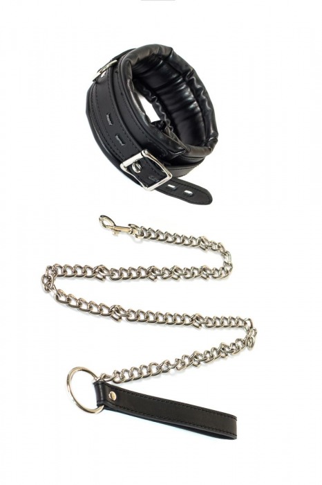 Черный ошейник Fetish с поводком - Lola Games - купить с доставкой в Раменском