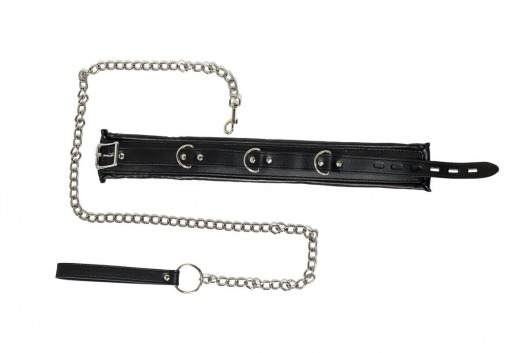 Черный ошейник Fetish с поводком - Lola Games - купить с доставкой в Раменском
