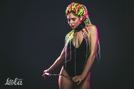 Черный ошейник Fetish с поводком - Lola Games - купить с доставкой в Раменском