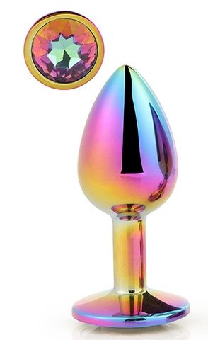 Голографическая анальная втулка с радужным кристаллом - 7,1 см. - Dream Toys - купить с доставкой в Раменском