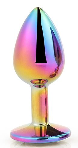 Голографическая анальная втулка с радужным кристаллом - 7,1 см. - Dream Toys - купить с доставкой в Раменском