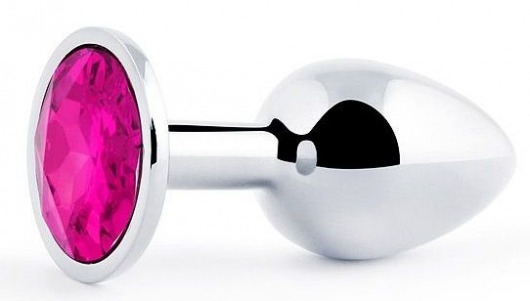 Серебристая анальная пробка с малиновым кристаллом - 7,2 см. - Anal Jewelry Plug - купить с доставкой в Раменском