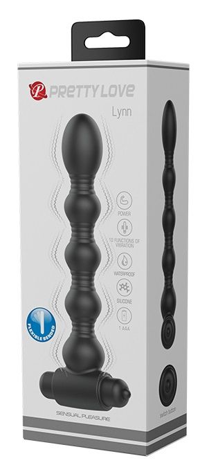 Черный анальный вибромассажер Lynn - 18,2 см. - Baile