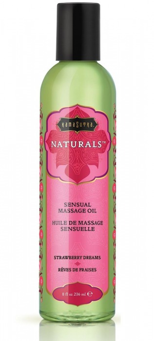 Массажное масло Naturals Strawberry Dreams с ароматом клубники - 236 мл. - Kama Sutra - купить с доставкой в Раменском