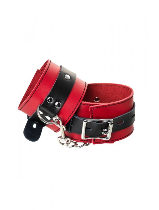 Красно-черные оковы на ноги из кожи - ToyFa - купить с доставкой в Раменском