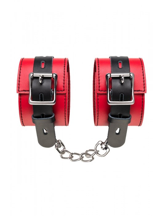 Красно-черные оковы на ноги из кожи - ToyFa - купить с доставкой в Раменском