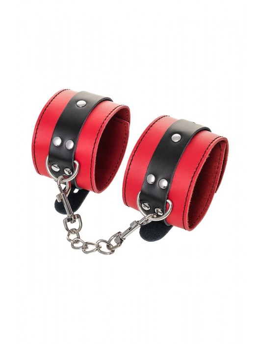Красно-черные оковы на ноги из кожи - ToyFa - купить с доставкой в Раменском