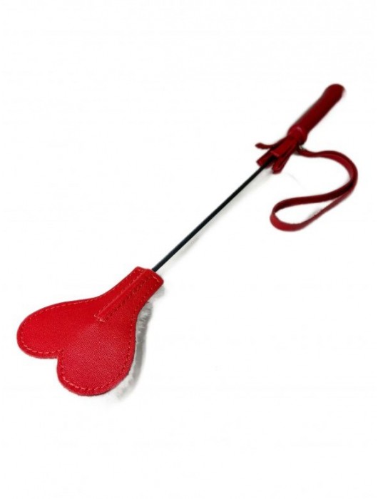 Красно-белый кожаный мини-стек - 36 см. - БДСМ Арсенал - купить с доставкой в Раменском