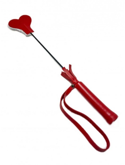 Красно-белый кожаный мини-стек - 36 см. - БДСМ Арсенал - купить с доставкой в Раменском