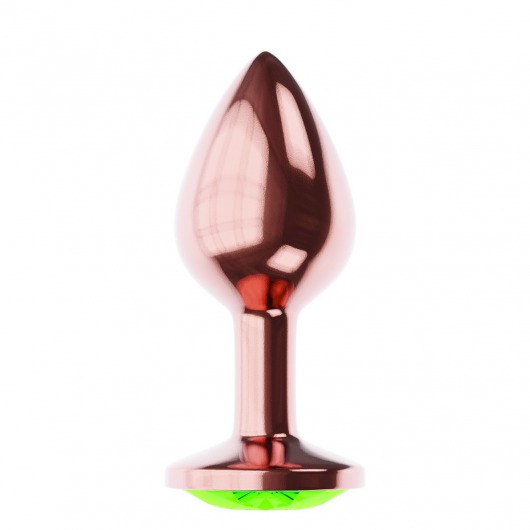 Пробка цвета розового золота с лаймовым кристаллом Diamond Emerald Shine S - 7,2 см. - Lola Games - купить с доставкой в Раменском