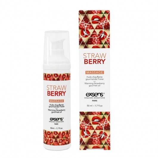 Разогревающее массажное масло  с ароматом клубники Gourmet Strawberry - 50 мл. - Exsens - купить с доставкой в Раменском