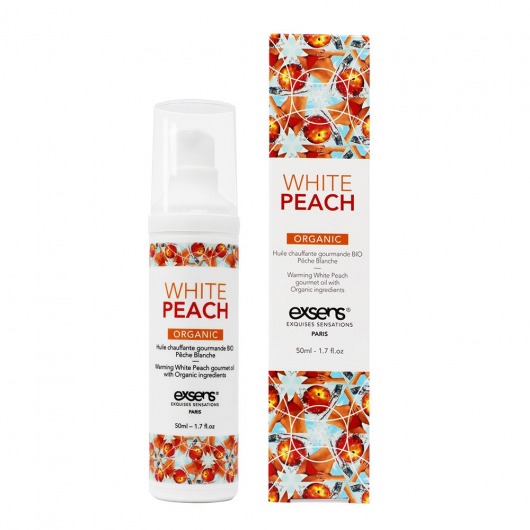 Разогревающее массажное масло Gourmet White Peach Organic с органическими ингредиентами - 50 мл. - Exsens - купить с доставкой в Раменском