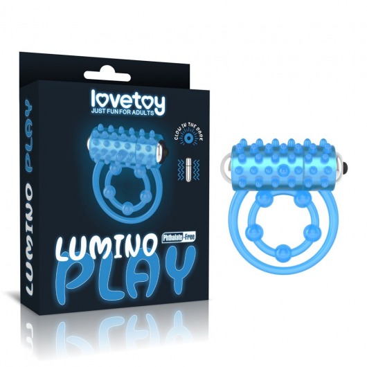 Голубое, светящееся в темноте виброкольцо Lumino Play Vibrating Penis Ring - Lovetoy - в Раменском купить с доставкой