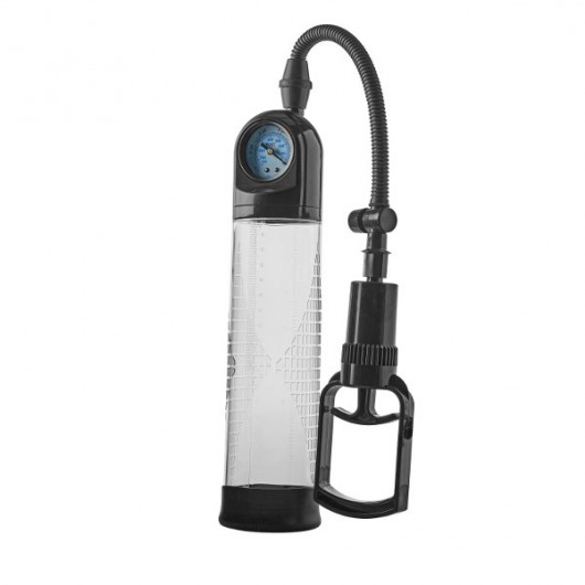 Прозрачная вакуумная помпа с манометром Deluxe Penis Pump - Dream Toys - в Раменском купить с доставкой