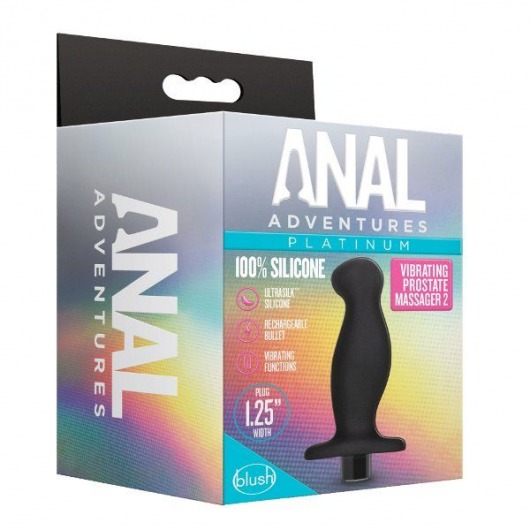 Черный анальный вибромассажёр Silicone Vibrating Prostate Massager 02 - 10,8 см. - Blush Novelties - в Раменском купить с доставкой