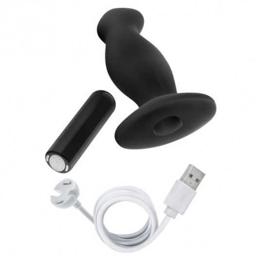 Черный анальный вибромассажёр Silicone Vibrating Prostate Massager 02 - 10,8 см. - Blush Novelties - в Раменском купить с доставкой