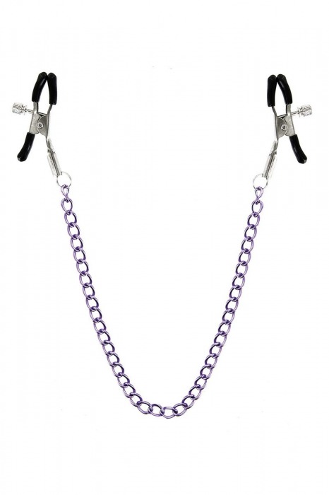 Зажимы для сосков с фиолетовой цепочкой Sweet Caress Nipple Chain - Sweet Caress - купить с доставкой в Раменском Зажимы для сосков с фиолетовой цепочкой Sweet Caress Nipple Chain - Sweet Caress - купить с доставкой в Раменском