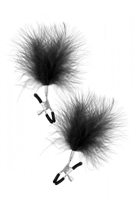 Зажимы на соски с черными пуховыми кисточками Sweet Caress Feather Nipple Clumps - Sweet Caress - купить с доставкой в Раменском