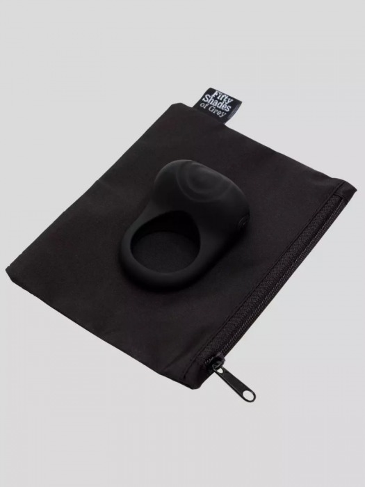 Черное эрекционное виброкольцо Sensation Rechargeable Vibrating Love Ring - Fifty Shades of Grey - в Раменском купить с доставкой
