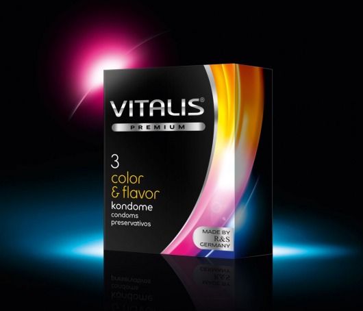 Цветные ароматизированные презервативы VITALIS PREMIUM color   flavor - 3 шт. - Vitalis - купить с доставкой в Раменском