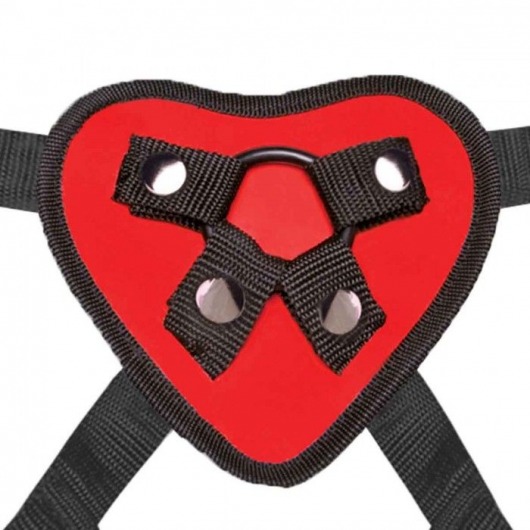 Красный поясной фаллоимитатор Red Heart Strap on Harness   5in Dildo Set - 12,25 см. - Lux Fetish - купить с доставкой в Раменском
