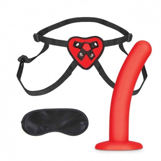 Красный поясной фаллоимитатор Red Heart Strap on Harness   5in Dildo Set - 12,25 см. - Lux Fetish - купить с доставкой в Раменском