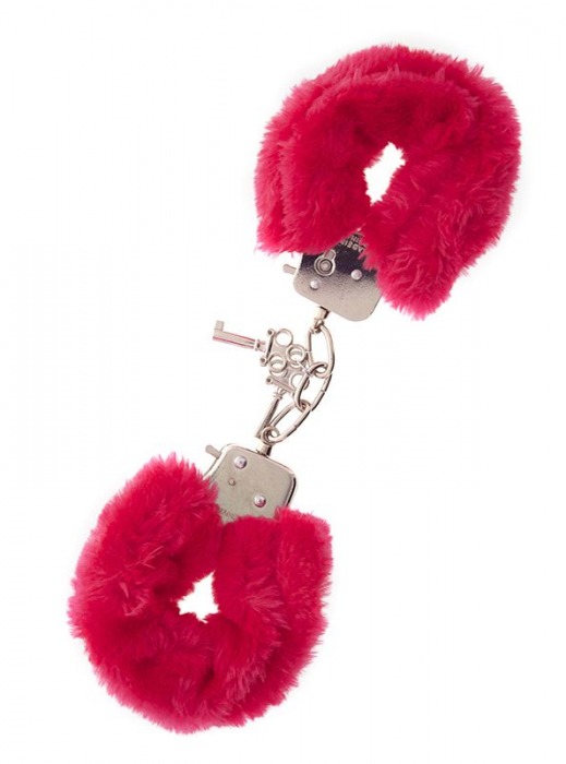 Металлические наручники с красной меховой опушкой METAL HANDCUFF WITH PLUSH RED - Dream Toys - купить с доставкой в Раменском