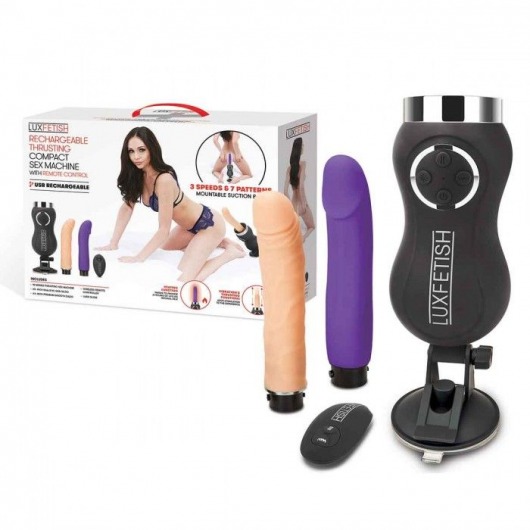 Портативная секс-машина Thrusting Compact Sex Machine c 2 насадками - Lux Fetish - купить с доставкой в Раменском