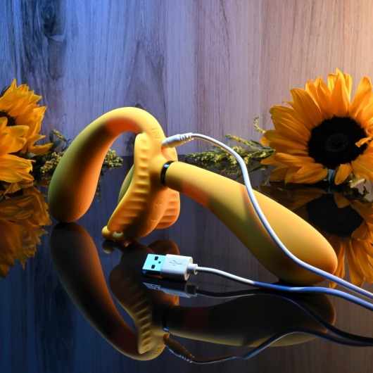 Желтый безремневой вибрострапон The Monarch - 23 см. - Evolved - купить с доставкой в Раменском