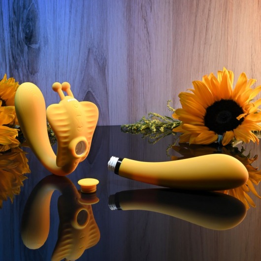 Желтый безремневой вибрострапон The Monarch - 23 см. - Evolved - купить с доставкой в Раменском