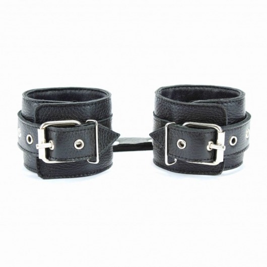 Чёрные кожаные оковы с клепками - БДСМ Арсенал - купить с доставкой в Раменском