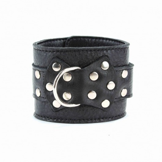 Чёрные кожаные оковы с клепками - БДСМ Арсенал - купить с доставкой в Раменском